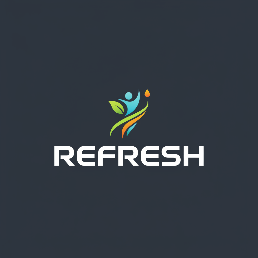 Professional logo for a company called REFRESH that specializes in fitness and health equipment